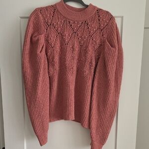 A New Day Lace-Yoke Crewneck Sweater in Dusty Pink